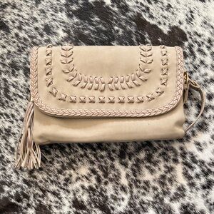 Elegant Beige Clutch with Tassel